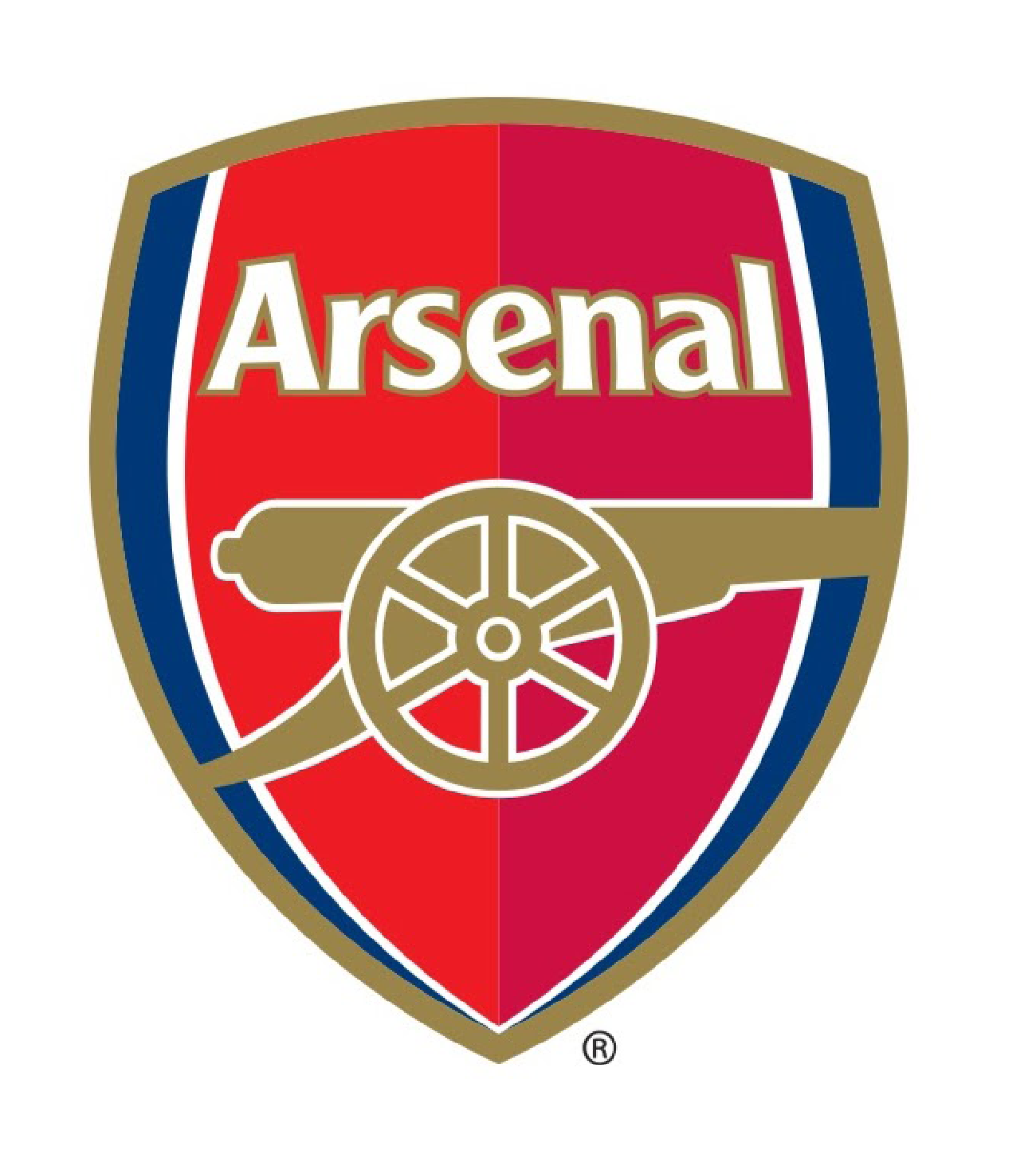 Arsenal Football Club logo featuring a cannon and the club's name on a red and blue shield.