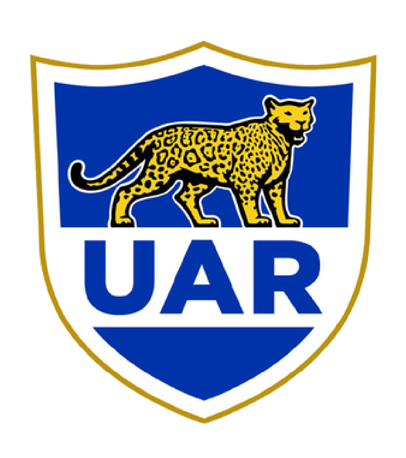 Logo of UAR featuring a jaguar on a blue and white shield.