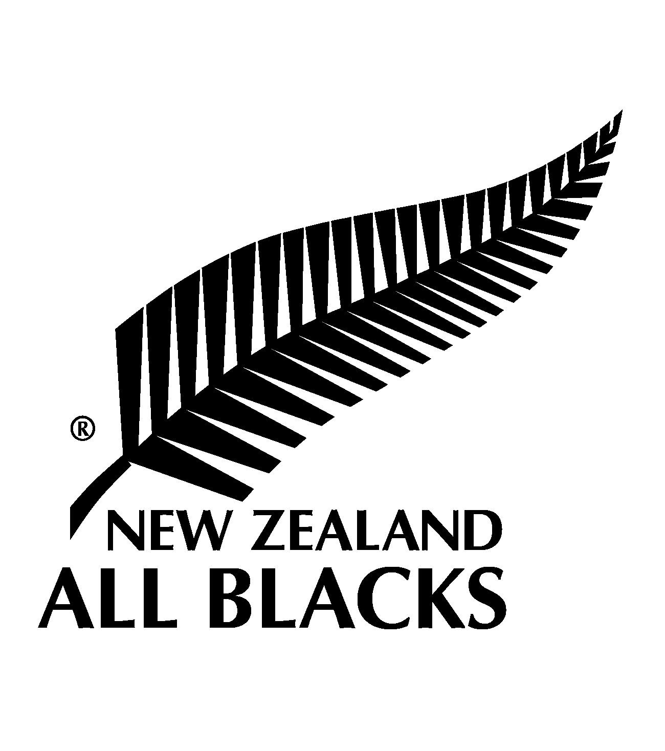 Black fern logo with text "New Zealand All Blacks" beneath it.