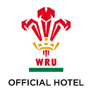 Logo of WRU with a stylized red dragon symbol and text reading 